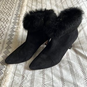Black Faux Fur Ankle Boots